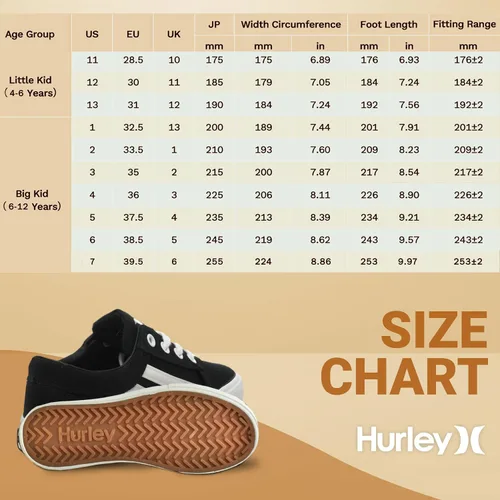 Vista 6 de Hurley Boardy - Tenis de skater con cordones, tenis bajos con cordones, a la moda, para niños y niñas, ligeros, clásicos, casuales, para niños
