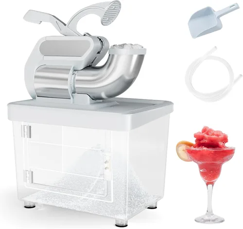 Vista 11 de COSTWAY Trituradora de hielo eléctrica, máquina de cono de nieve de 660 libras/h con cuchillas dobles, máquina de hielo afeitado aprobada por ETL