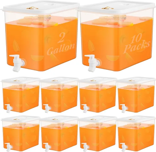 Vista 8 de Domensi 1 paquete dispensador de bebidas de 2 galones para refrigerador con grifo dispensador de agua tapas a prueba de fugas pantalla de filtro