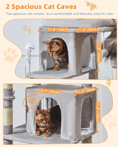 Vista 5 de Taoqimiao - Árbol para gatos, torre de gatos de 77 pulgadas para gatos grandes, condominios de varios niveles para gatos de interior con 2