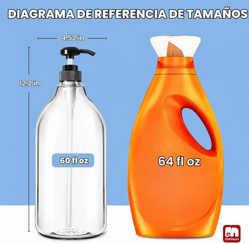 Vista 2 de GMISUN Dispensador de detergente de plástico para ropa, paquete de 2 dispensadores de jabón líquido para lavandería, contenedor de almacenamiento