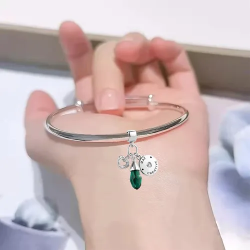 Vista 6 de Brillante dije de cumpleaños con piedra natal de enero a diciembre de 12 meses, compatible con pulseras y collares Pandora