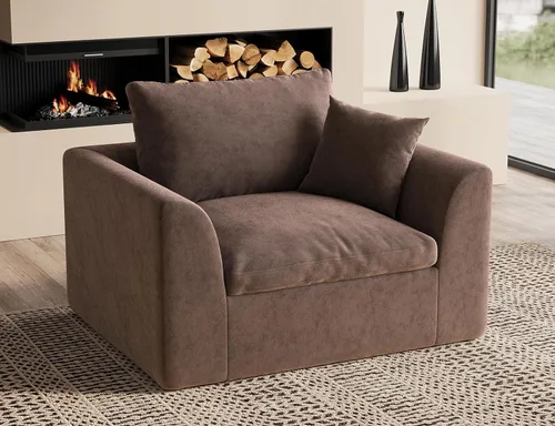 Vista 55 de ohllob Sofás seccionales Cloud de 110 pulgadas para sala de estar, sofá deshuesado en forma de L con otomana, sofá modular de 3 plazas, color negro