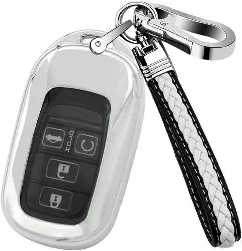 Vista 7 de Funda para llavero Honda con llavero, funda de cuero genuino para llave remota inteligente Honda Accord Civic CRV HRV Pilot Sport SI EX EXL 2022