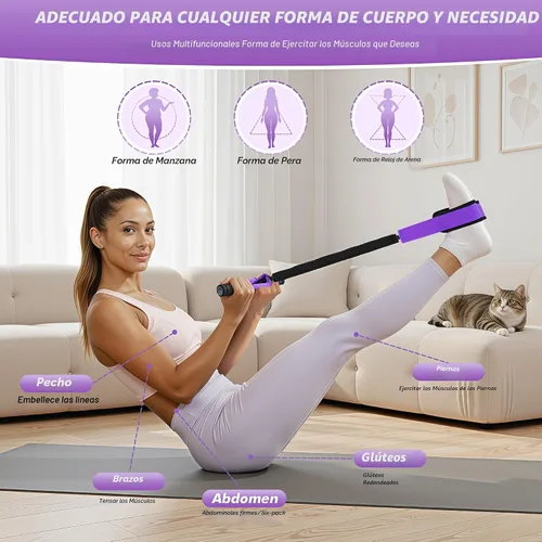 Vista 2 de Pedal Resistance Band with Handle Upgraded 55LBS Exercise Resistance Bands for Core, Abs, Legs, Glutes, Arms, Strength, Physical Therapy, Pilates