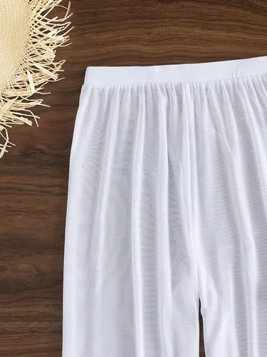 Vista 5 de MakeMeChic Traje de baño de 3 piezas para mujer, conjunto de bikini bandeau con pantalones para cubrir