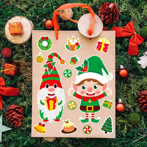 Vista 3 de SmilinFit Calcomanías de Navidad, rellenos de calcetines para niños pequeños, manualidades de Navidad para niños, suministros de recuerdos