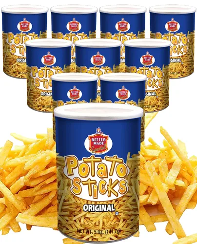 Vista 2 de Better Made Palitos de patata de 5 onzas – (original, bandeja para 12 latas) – Palitos de patata Shoestring – Sin gluten – Bocadillo crujiente