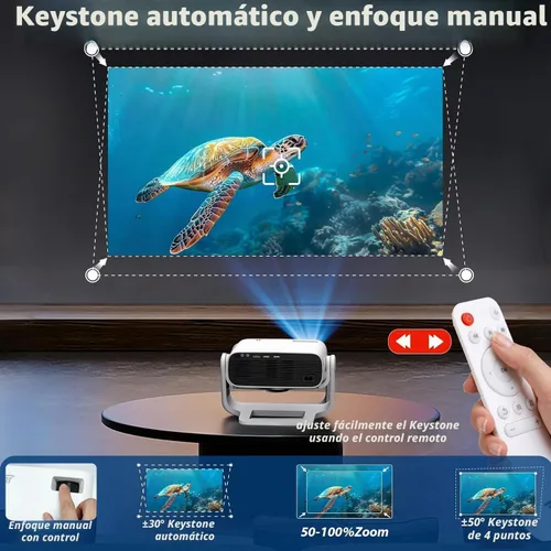 Vista 8 de Wielio Proyector inteligente 2026 Android TV con WiFi 6 y Bluetooth 5.0 integrado más de 1000 aplicaciones 240 ANSI portátil para dormitorio, mini