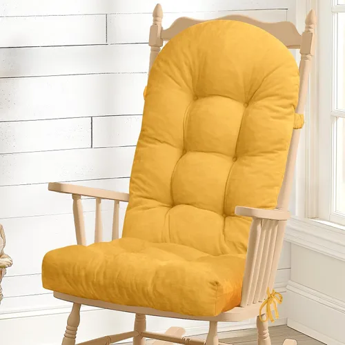 Vista 37 de Cojín para Silla Mecedora - Tela de Chenilla, Esponja de Alta Densidad, Almohadillas de Asiento Copetudas Antideslizantes y Duraderas con Lazos