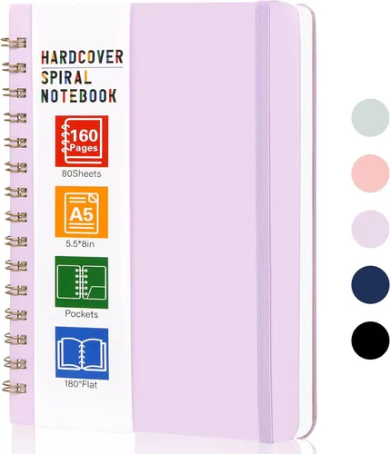 Vista 14 de LABUK Cuaderno de espiral de 8.5 x 11 pulgadas, cuadernos A4 de tapa dura para mujer, 55 hojas y 110 páginas, diario grande para el trabajo