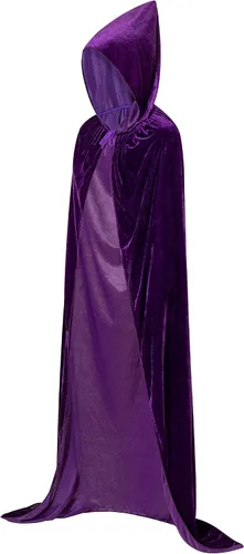 Vista 2 de Hooded Cloak Cape with Men Women and Kids, Velvet Cloak Vampire Witch Cape for Christmas Halloween Cosplay Costumes