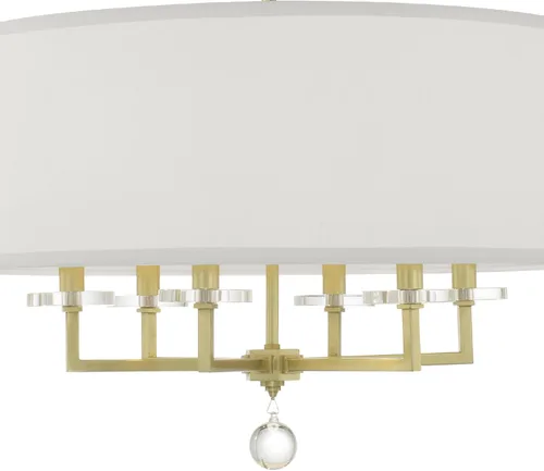 Vista 4 de Crystorama Paxton - Candelabro de latón envejecido con 6 luces, lámpara de techo para pasillo, sala de estar, vestíbulo, casa de campo, lámpara