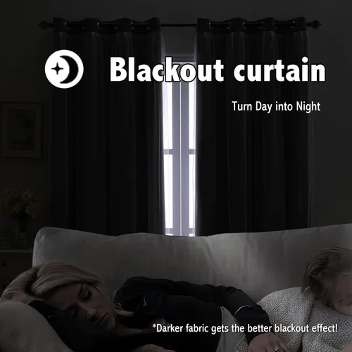 Vista 2 de indistar Home Cortinas opacas de doble capa con ojales sólidos en la parte superior, par de paneles de cortinas para ventana, 35 pulgadas de ancho x
