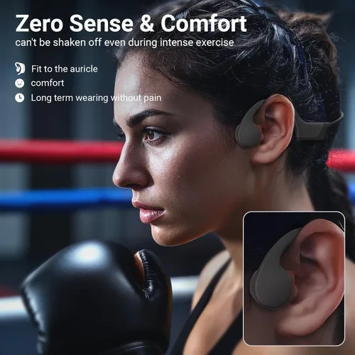 Vista 2 de Auriculares Bluetooth de conducción ósea 2025, diseño de oreja abierta, a prueba de sudor e impermeable, sonido estéreo HD, 10 horas