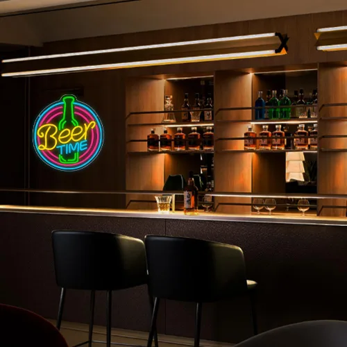 Vista 7 de Letrero de neón de bar, letrero LED de cerveza para decoración de pared, luz LED de hora de cerveza para el hogar, bar, pub, club nocturno, fiesta