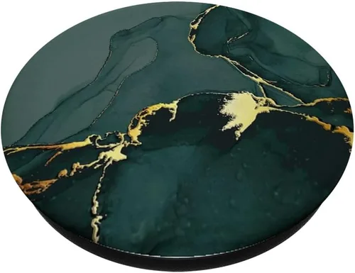 Vista 2 de Elegante Jade Verde Profundo Natural-Mármol Patrón PopSockets PopGrip intercambiable