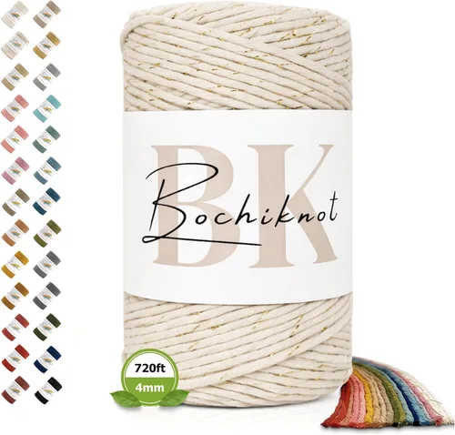 Vista 23 de BOCHIKNOT Cordón de macramé de 3 mm x 302 m - Cordón de macramé de hebra única para colgantes de pared, perchas de plantas - Cordón de macramé de 3