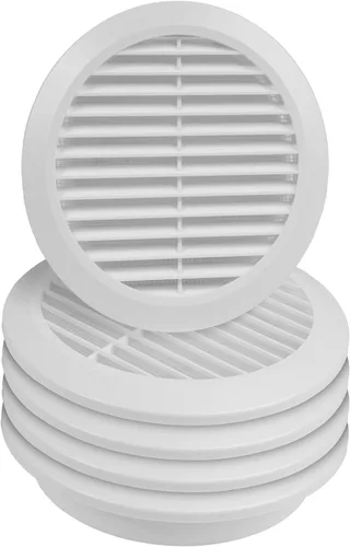 Vista 11 de Paquete de 5 rejillas de ventilación redondas de plástico blanco de 4 pulgadas - Rejilla de ventilación de aire - Cubierta de rejilla - Malla