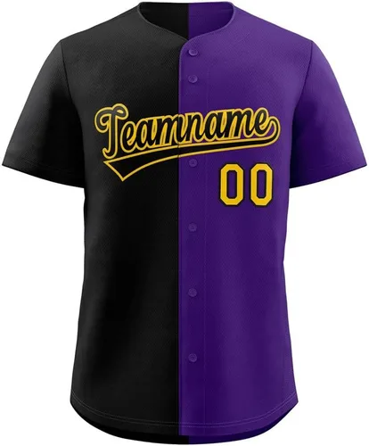 Vista 37 de Camiseta de béisbol dividida personalizada con botones y número de nombre cosido personalizado para hombres/mujeres/niños