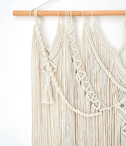Vista 6 de Mkono macramé para colgar en la pared, decoración bohemia para el hogar, decoración tejida elegante para dormitorio, sala de estar, apartamento