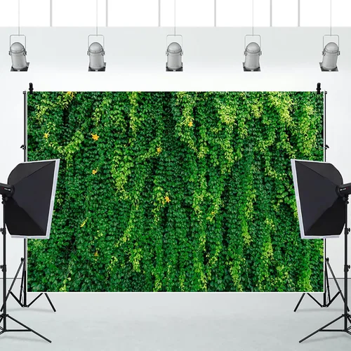 Vista 5 de Renaiss Fondo de pared de hojas verdes naturales de 5 x 3 pies, para primavera, césped, boda, fotografía, fondo para recién nacidos, baby shower