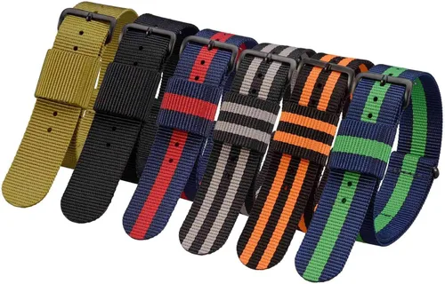 Vista 7 de WOCCI Watch Strap 18mm 20mm 22mm 24mm, Nylon Replacement Watch Bands with Black Buckle