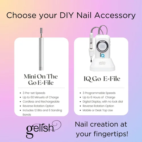 Vista 5 de Gelish MINI On The Go Electric Nail File - Lightweight, Portable Nail Drill, Shaping, Filing, Gel Removal - 12 Interchangeable Bits & 6 Sanding