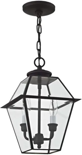 Vista 8 de Livex Lighting 2285-01 Westover - Farol colgante para exteriores, 2 luces, latón antiguo