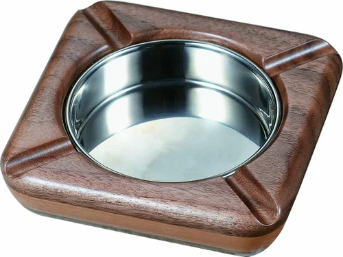 Vista 2 de Visol Productos VASH851 Georgia Cenicero redondo para cigarrillos, madera de arce natural y nogal