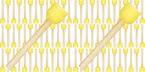 Vista 7 de Outus Juego de 40 brochas redondas de espuma de esponja para pintar con mango de madera, plantilla de espuma, herramientas de pintura para pintar
