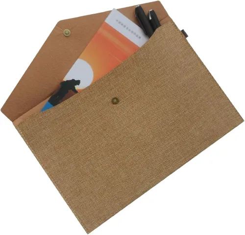 Vista 8 de Carpeta de archivos A4 duradera, portafolio, sobre de fieltro con cierre a presión, juego de 2 unidades, beige y marrón