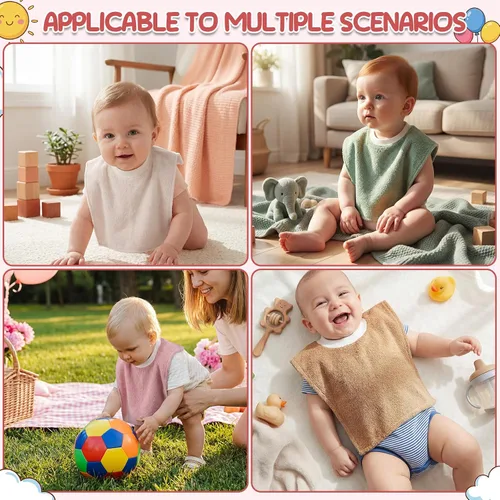 Vista 6 de Foaincore 3 piezas de cobertura completa para niños pequeños, baberos de bebé, baberos absorbentes de algodón toalla de rizo para niños pequeños