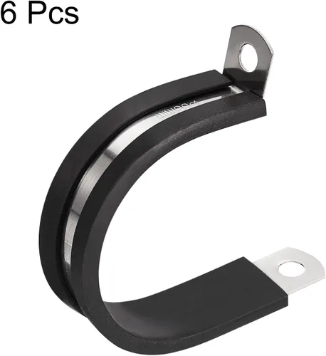 Vista 3 de uxcell Abrazadera de tubo de acero inoxidable en forma de R de 1-1/2 pulgadas (1.496 in) con aislamiento acolchado de goma
