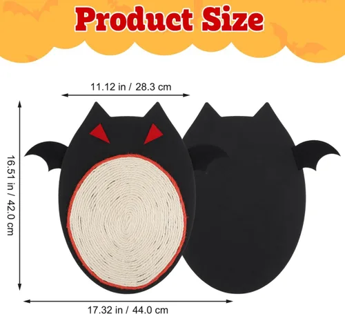 Vista 2 de Alipis Pet Supplies - Tapete rascador para gatos, tapete rascador para gatos en forma de murciélago de Halloween, tapete de sisal, juguete de garra