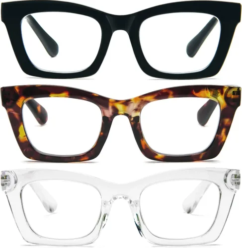 Vista 13 de Gafas de lectura para mujer, bloqueo de luz azul, elegantes y de gran tamaño, bisagra de resorte
