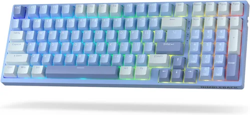Vista 8 de LTC Nimbleback NB981 - Teclado mecánico inalámbrico al 95%, 2.4G/BT/USB-C con cable RGB 98 teclas, amortiguador de 3 capas, PCB de intercambio