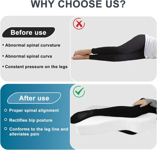 Vista 6 de Almohada de rodilla refrescante para dormir de lado, almohada de piernas 100% relleno de espuma viscoelástica para dormir de lado, almohada
