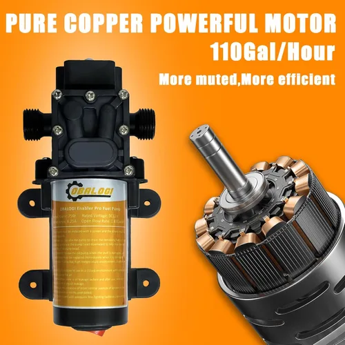 Vista 3 de Bomba eléctrica de transferencia de combustible de 12 V CC, transfiere hasta 110 galones de gasolina o diesel por hora, perfecta para automóviles