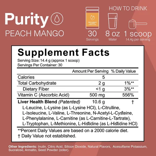 Vista 3 de The Amino CO. Purity - Suplemento de apoyo hepático con aminoácidos esenciales para limpieza de desintoxicación hepática - Aumenta la salud