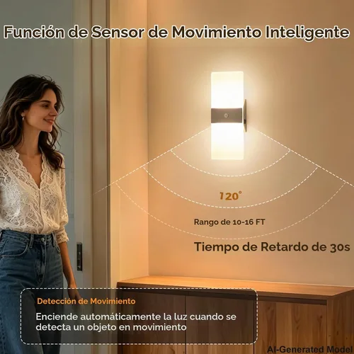 Vista 4 de Joosenhouse Juego de 2 apliques de pared con sensor de movimiento, luces de pared interiores cableadas, níquel cepillado de 11.4 pulgadas, modernos
