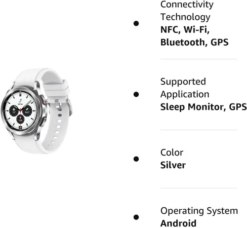 Vista 5 de SAMSUNG Galaxy Watch 4 - Reloj inteligente de 1.73 pulgadas (1.732 in) con correa adicional (negro), monitor de ECG para salud, fitness, correr