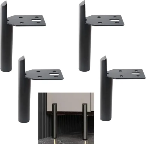 Vista 6 de Patas de muebles de 2 pulgadas, patas negras para mesa de café, patas de muebles de metal de mediados de siglo para sofá, gabinete, otomana, juego