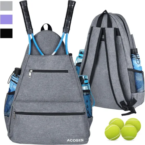Vista 6 de ACOSEN Bolsa de Tenis Mochila de Tenis - Bolsas de Tenis Grandes para Mujeres y Hombres para Sostener Raqueta de Tenis, Palas de Pickleball, Raqueta