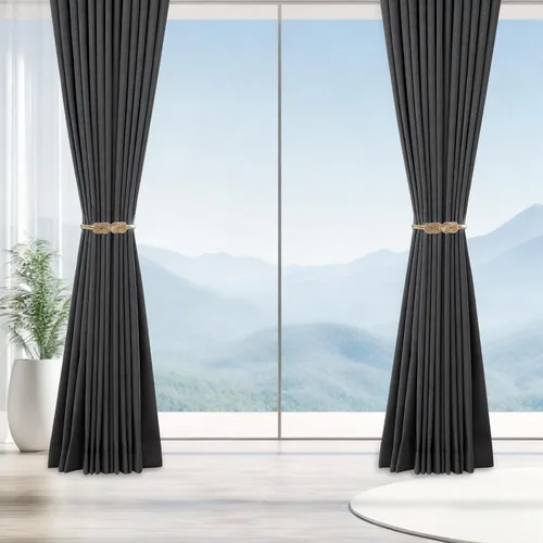 Vista 7 de 2Pcs Gold Curtain Tiebacks Shiny Metal Curtain Holdbacks with Exquisite Knot, Elegant Curtain Buckle for Living Room, Bedroom, Office Window