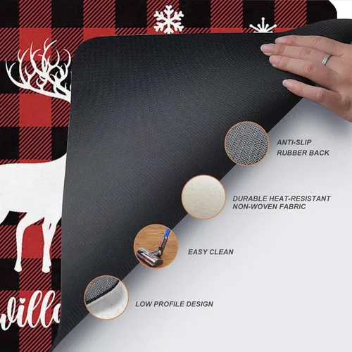 Vista 4 de Tapete de Navidad personalizado para exteriores, tapete de bienvenida personalizado con nombre, tapete de Navidad antideslizante personalizado
