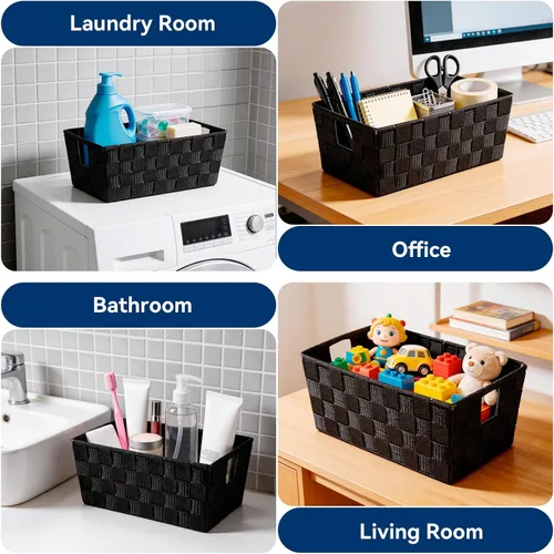 Vista 3 de Whitmor 6581-2712-BLK Bolsa pequeña con correa tejida para estante, negra