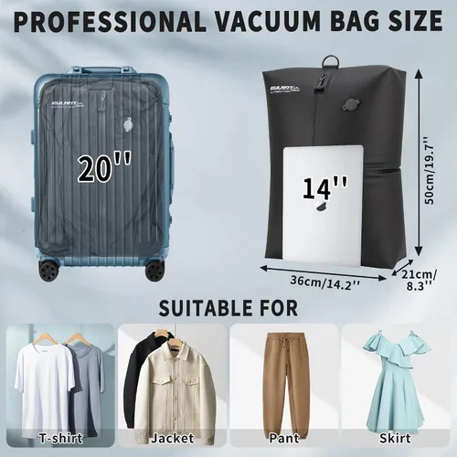 Vista 3 de Bolsas de vacío de viaje, bolsa de compresión de vacío impermeable IPX8 Bolsas de vacío para viajes con bomba sin batería, TSA bolsas