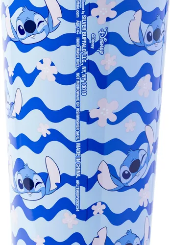 Vista 5 de Silver Buffalo Disney Lilo and Stitch, vaso de acero inoxidable, 24 onzas Azul/Blanco