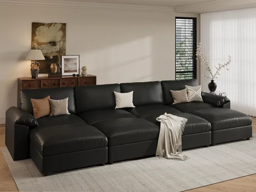 Vista 97 de EASE MOOSE Sofá modular seccional, sofá en forma de U para sala de estar Beige